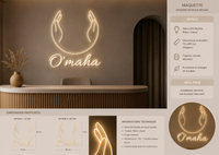 Enseigne néon LED personnalisée O’Maha – Blanc chaud