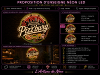 Enseigne Néon LED sur mesure – Le Pizz’burg