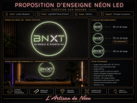 Enseigne Néon LED BNXT Music & Events – Vert sauge & blanc