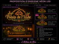 Enseigne néon LED personnalisée Palais de l’Inde Restaurant