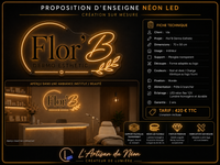 Enseigne néon LED personnalisée Flor’B Dermo Esthetic – 70 × 50 cm